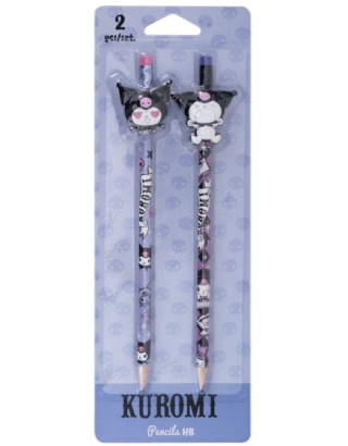 Ołówek z gumką HB figurką toperem kotek Hello Kitty Kuromi 2 szt