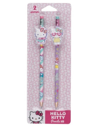 Ołówek z gumką HB figurką toperem kotek Hello Kitty 2 szt
