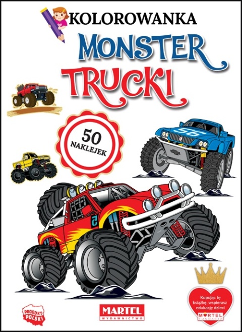 Samochody Monster Trucki kolorowanka z naklejkami