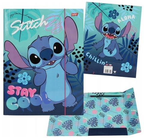 Teczka z gumką A4 na dokumenty szkolna Lilo i Stitch Stich chillin