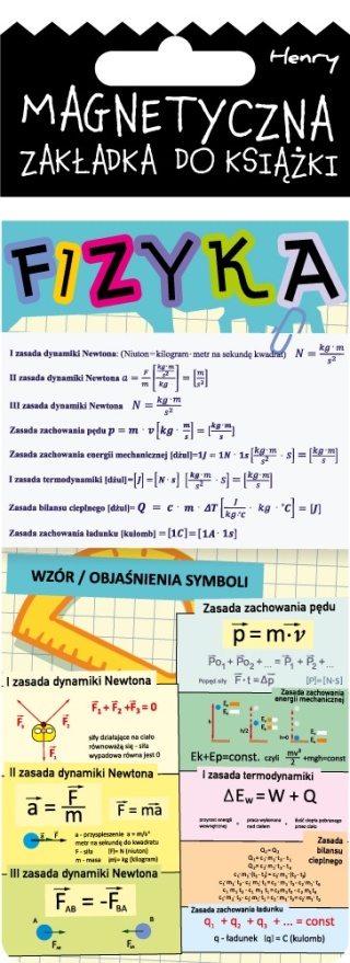 Zakładka magnetyczna edukacyjna fizyka Henry 8x17 cm
