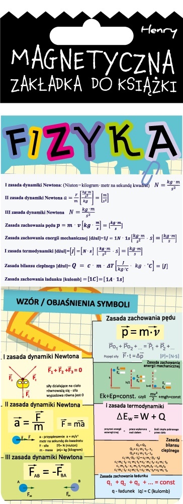 Zakładka magnetyczna edukacyjna fizyka Henry 8x17 cm