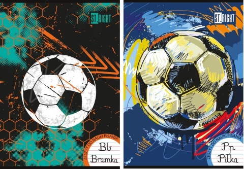 Zeszyt A4 trzy linia kolorowa do nauki pisania 32k piłka football 2 szt