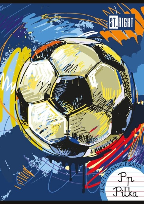 Zeszyt A4 trzy linia kolorowa do nauki pisania 32k piłka football 2 szt
