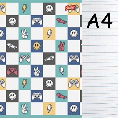 Zeszyt A4 trzylinia jednobarwna do nauki pisania 32 k Game Gamepad Skate