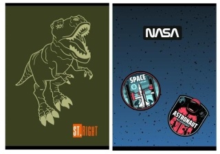 Zeszyt A5 32 k w linię trzylinia kolorowa dinozaur Nasa kosmos 2 szt Unipap