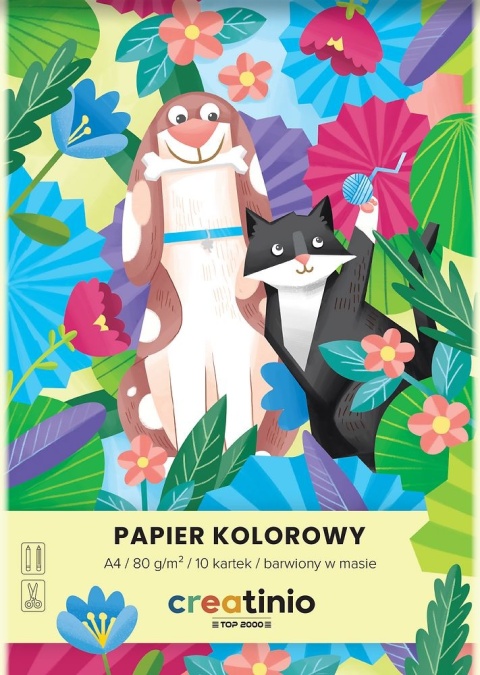Papier kolorowy wycinanka barwiony w masie 10 szt A4 Top-2000