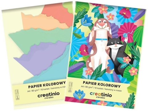 Papier kolorowy wycinanka barwiony w masie 10 szt A4 Top-2000