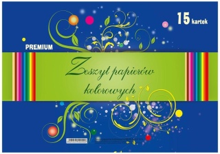 Zeszyt papierów kolorowych nabłyszczanych wycinanka premium 15 kolorów A4