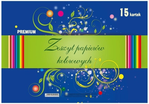 Zeszyt papierów kolorowych nabłyszczanych wycinanka premium 15 kolorów A4