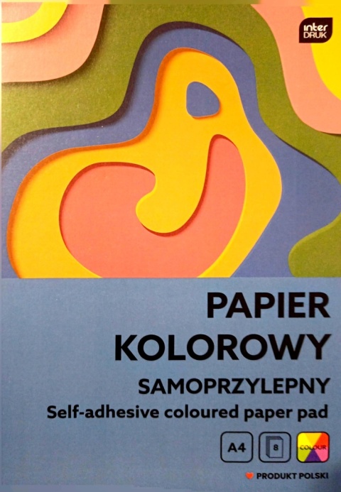 Zeszyt papierów kolorowych samoprzylepnych wycinanka 8 kolorów A4 Interdruk