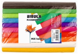 Bibuła marszczona karbowana podstawowe kolory mix mini 25x200cm 10 kolorów