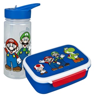 Bidon na wodę 500ml + śniadaniówka z przegródkami Super Mario