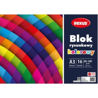 Blok rysunkowy A3 16 k kolorowy 80-100 g Rexus