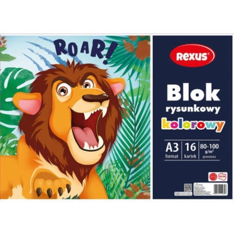 Blok rysunkowy A3 16 k kolorowy 80-100 g Rexus