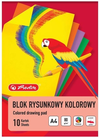 Blok rysunkowy kolorowy A4 10 kartek 10 kolorów 80 g/m2 Herlitz
