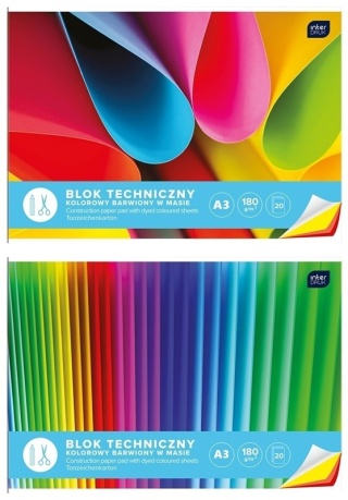 Blok techniczny A3 20 k 180g kolorowy Interdruk 1 szt