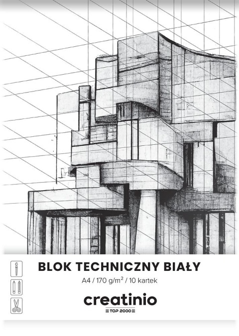 Blok techniczny A4 10 kartek białyCreatinio Top-2000 170 g/m2