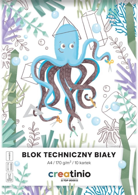 Blok techniczny A4 10 kartek białyCreatinio Top-2000 170 g/m2