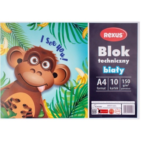 Blok techniczny A4 10 kartek biały Beniamin 150 g/m2