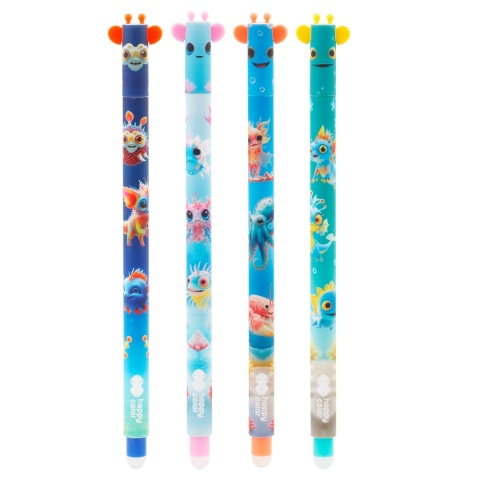 Długopis wymazywalny ścieralny aksolot Aqua Cuties skuwka zestaw 4szt
