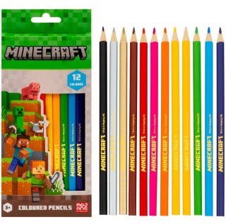 Kredki ołówkowe trójkątne 12 kol złota srebrna Astra Minecraft