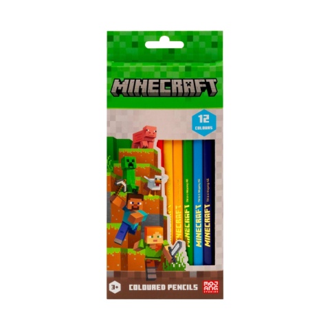 Kredki ołówkowe trójkątne 12 kol złota srebrna Astra Minecraft
