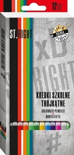 Kredki ołówkowe trójkątne12 kolorów temperówka bambino St.Majewski