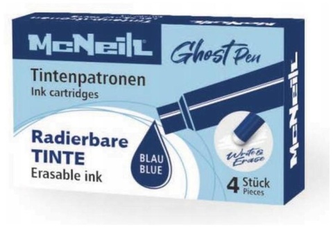 Naboje McNeil do wymazywalnego pióra ze stalówką niebieski tusz 4 sztuki