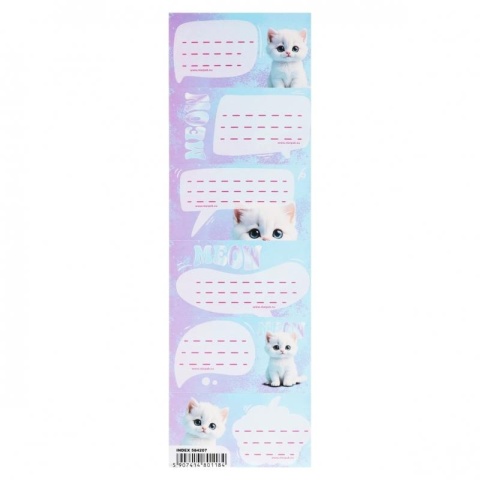 Naklejki nalepki na zeszyty 12szt kot kociak Meow