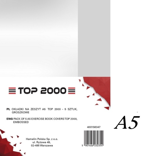 Okładka na zeszyt A5 groszkowa PP op. zestaw 5 szt., Top 2000