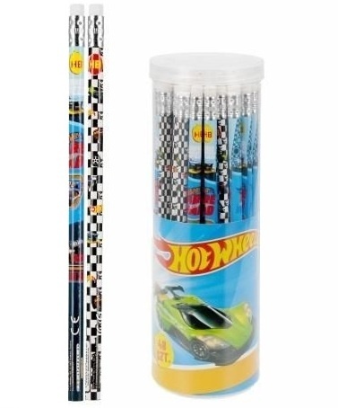 Ołówek HB z gumką okrągły samochody auta Hot Wheels Starpak 2 szt