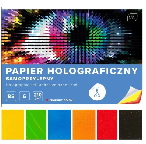 Papier kolorowy samoprzylepny 8 kolorów holograficzny B5 Interdruk