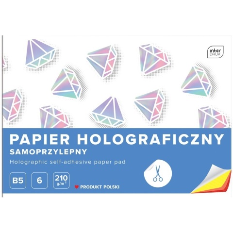 Papier kolorowy samoprzylepny 8 kolorów holograficzny B5 Interdruk