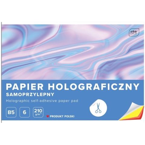 Papier kolorowy samoprzylepny 8 kolorów holograficzny B5 Interdruk