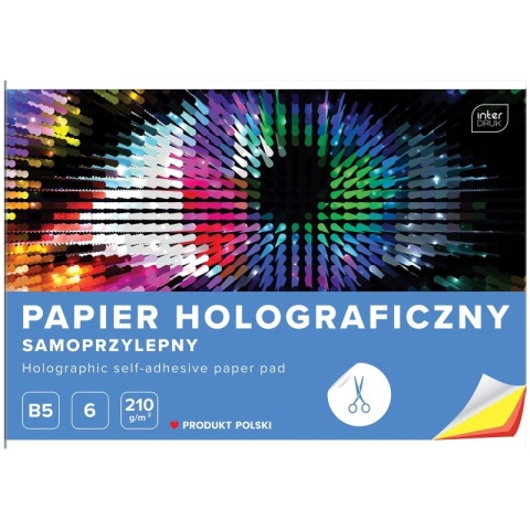 Papier kolorowy samoprzylepny 8 kolorów holograficzny B5 Interdruk
