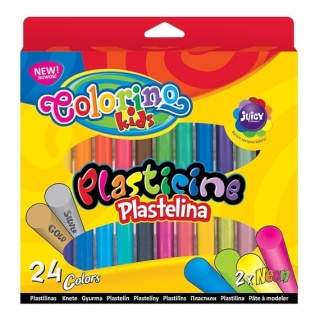 Plastelina szkolna okrągła 24 kolory w tym złoty srebrny neon Colorino