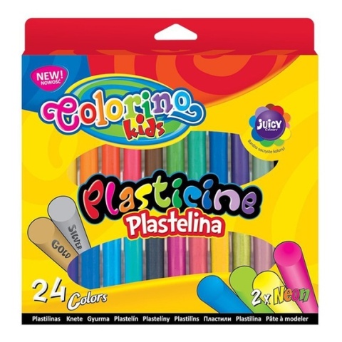 Plastelina szkolna okrągła 24 kolory w tym złoty srebrny neon Colorino