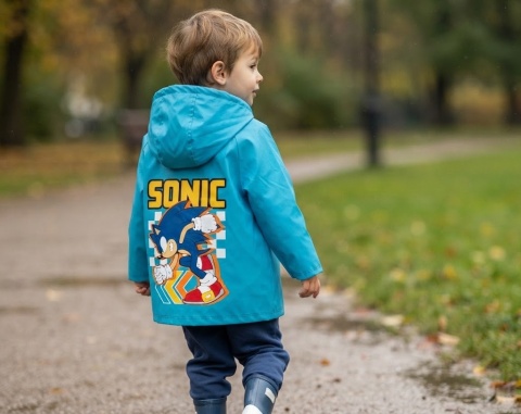 Płaszcz przeciwdeszczowy dziecięcy Sonic dla chłopca kaptur 98/104