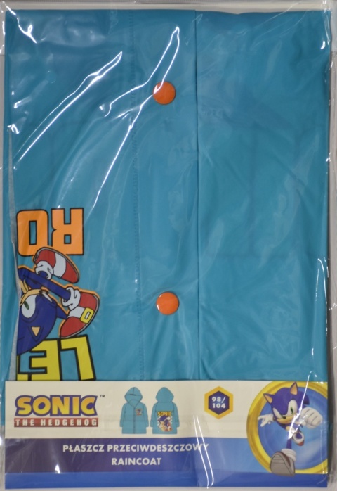 Płaszcz przeciwdeszczowy dziecięcy Sonic dla chłopca kaptur 98/104
