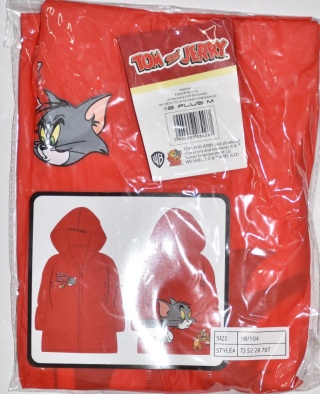 Płaszcz przeciwdeszczowy dziecięcy Tom i Jerry dla chłopca kaptur 122/128