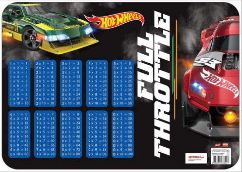 Podkładka na biurko tabliczka mnożenia Hot Wheels dwustronny 28x40 laminowany