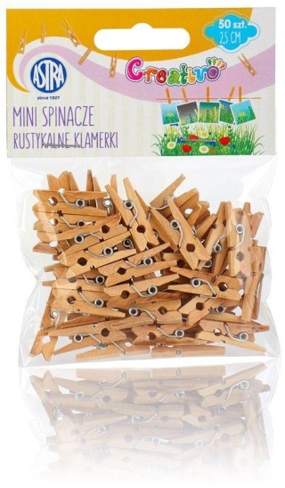 Spinacze drewniane mini 50 szt - naturalne drewniane klamerki Astra Creativo