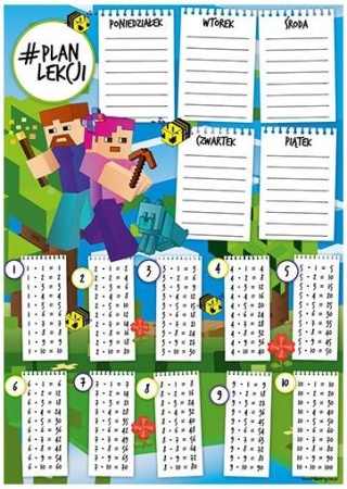 Tabliczka mnożenia dwustronna Game Pixel plan lekcji A4