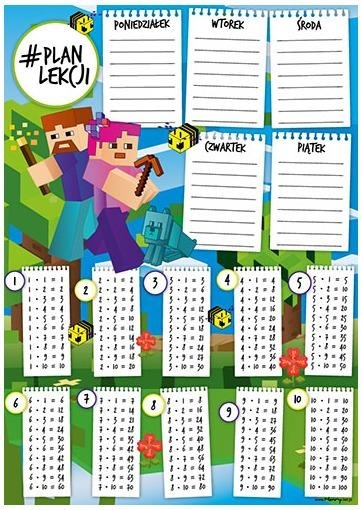 Tabliczka mnożenia dwustronna Game Pixel plan lekcji A4