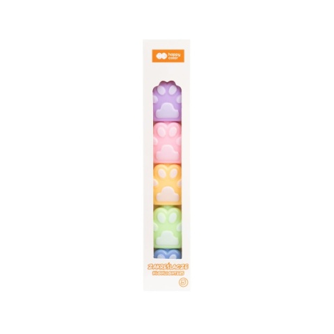 Zakreślacze mini pisaki łapki 5 kolorow fluo 5w1 Happy Color