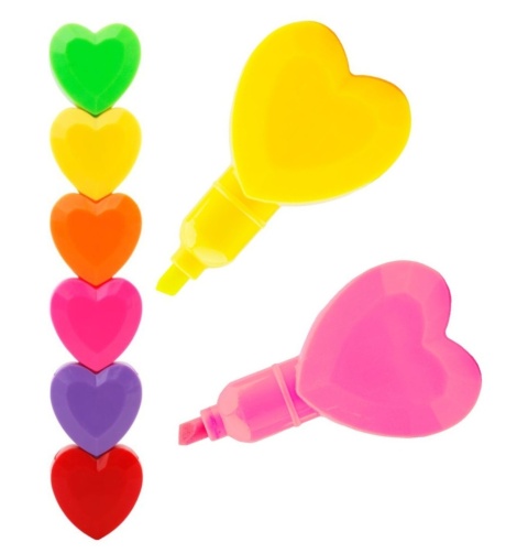 Zakreślacze mini pisaki serduszka 5 kolorow fluo 5w1 Happy Color