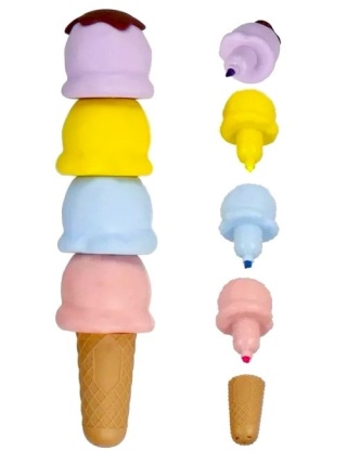 Zakreślacze mini pisaki lody 4 kolory fluo 4w1 Starpak