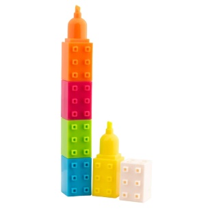Zakreślacze mini pisaki klocki pixel 5 kolorow fluo 5w1 Happy Color