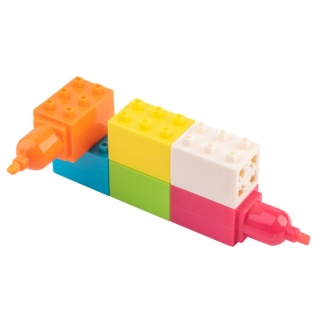 Zakreślacze mini pisaki klocki pixel 5 kolorow fluo 5w1 Happy Color